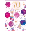 GREETING CARDS,Age 70 Female 6's Balloons & Presents
