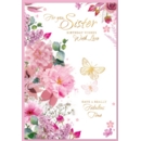 BIRTHDAY CARDS,Sister 6's Floral Butterflies