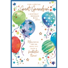 BIRTHDAY CARDS,Great Grandson 6's Balloons & Stars