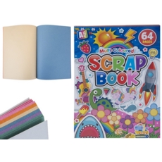 SCRAP BOOK,Multi-Coloured A4 64pgs (WAS £1.49)
