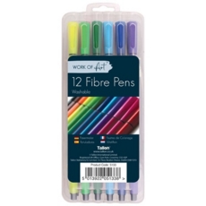 FIBRE PENS,Washable Work of Art 12's Asst.Cols H/pk