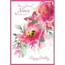 BIRTHDAY CARDS,Niece 6's Floral Butterflies