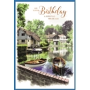 GREETING CARDS,Birthday 6's River, Boats & Houses