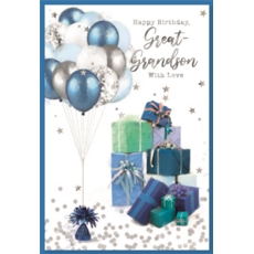 BIRTHDAY CARDS,Great Grandson 6's Presents & Balloons