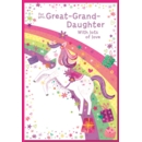BIRTHDAY CARDS,Great Grand'dtr 6's Unicorn & Rainbow