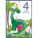 GREETING CARDS,Age 4 Male 6's Dinosaur & Present
