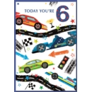 GREETING CARDS,Age 6 Male 6's Racing Cars
