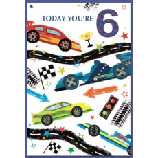 AGE 6 CARDS,Male 6's Racing Cars