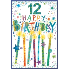 AGE 12 CARDS,Male 6's Candles & Stars