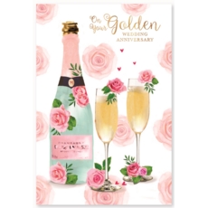 ANNIVERSARY CARDS, Your Golden Champagne & Flutes