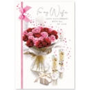 GREETING CARDS,Wife Anni.6's Roses & Bubbly