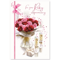 GREETING CARDS,Your Ruby Anni. 6's Roses & Bubbly