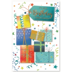 BIRTHDAY CARDS,6's Foil Presents & Streamers