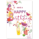 BIRTHDAY CARDS,6's Foil Floral Cocktails