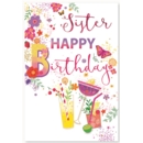 BIRTHDAY CARDS,Sister 6's Foil Floral Cocktails