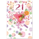 GREETING CARDS,Age 21 Female 6's Foil Cocktail & Circles