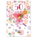 AGE 50 CARDS, 6's Female Foil Cocktail & Circles
