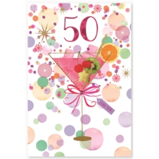 AGE 50 CARDS,Female 6's Foil Cocktail & Circles