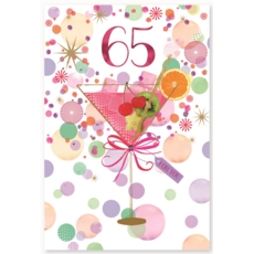 AGE 65 CARDS, 6's Female Foil Cocktail & Circles