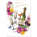 GREETING CARDS,Your Anni.6's Floral Bubbly & Flutes