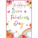 BIRTHDAY CARDS,6's Floral Rainbow & Butterflies