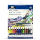 ARTIST PACK,12 Acrylic Paints, 2 Brushes & 8 Sheet Pad