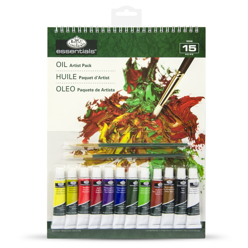ARTIST PACK,12 Oil Paints, 2 Brushes & 8 Sheet Pad