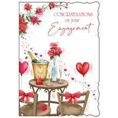 GREETING CARDS,Engagement 6's Champagne & Roses