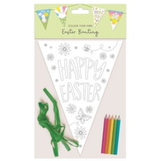 EASTER BUNTING,Colour Your Own 8 Flags, 5 Pencils & 2m Ribbon