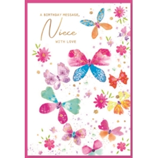 BIRTHDAY CARDS,Niece 6's Floral Butterflies