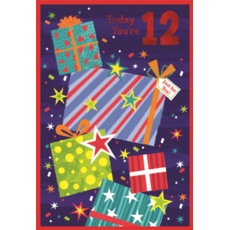 AGE 12 CARDS,Male 6's Presents & Stars