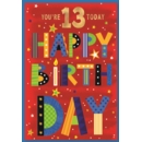 GREETING CARDS,Age 13 Male 6's Text & Stars