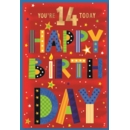 GREETING CARDS,Age 14 Male 6's Text & Stars
