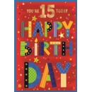 GREETING CARDS,Age 15 Male 6's Text & Stars