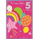 GREETING CARDS,Age 5 Female 6's Balloons & Rainbow