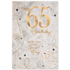 AGE 65 CARDS,Unisex 6's Streamers & Stars