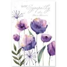 SYMPATHY CARDS,6's Purple Flowers & Foliage