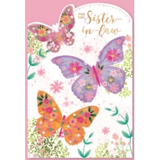 BIRTHDAY CARDS,Sister in Law 6's Butterflies