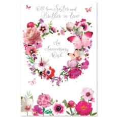 ANNIVERSARY CARDS,Sister & Bro in Law  Floral Wreath
