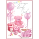 GREETING CARDS,Baby Girl 6's Pink Teddy & Presents
