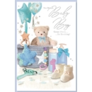 GREETING CARDS,Baby Boy 6's Blue Teddy & Presents