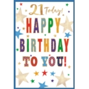 GREETING CARDS,Age 21 Male 6's Text & Stars