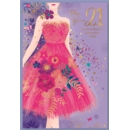 AGE 21 CARDS, 6's Female Pink Floral Dress