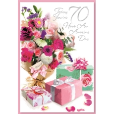 AGE 70 CARDS,Female 6's Floral Presents