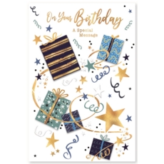 BIRTHDAY CARDS,6's Streamers, Stars & Presents