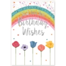GREETING CARDS,Birthday 6's Flowers & Rainbow