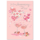 GREETING CARDS,Your Anni.6's Hearts & Pink Champagne