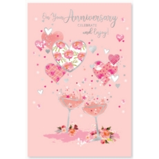 ANNIVERSARY CARDS,Your 6's Hearts & Pink Champagne