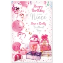 BIRTHDAY CARDS,Niece 6's Pink Presents & Balloons