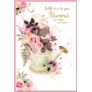 BIRTHDAY CARDS,Nanna 6's Floral Vase & Bear